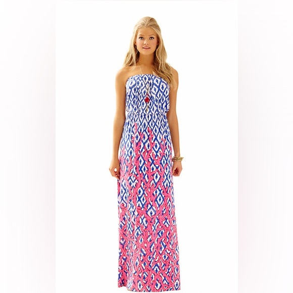 Lilly Pulitzer Marlisa Maxi Dress Iris Blue Deep Dive Little Fish Resort XS - Picture 1 of 6